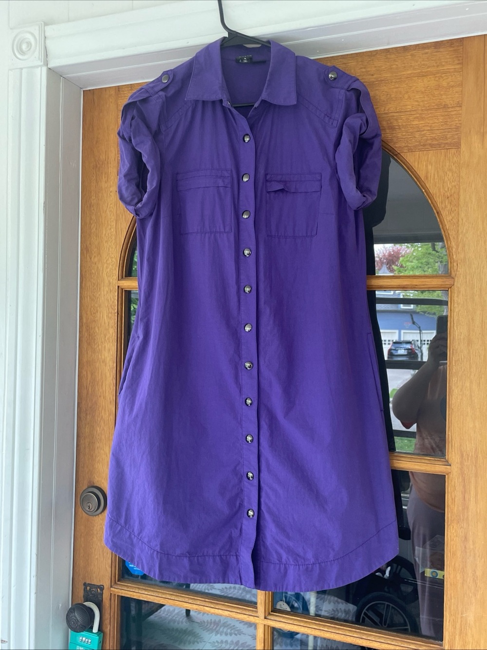 Worth New York 100% Cotton Button Up Purple Dress Size Small w/ Gunmetal Buttons